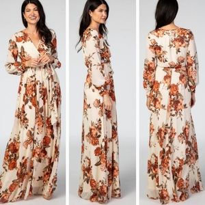 Baltic Born Lydia ivory floral chiffon maxi dress